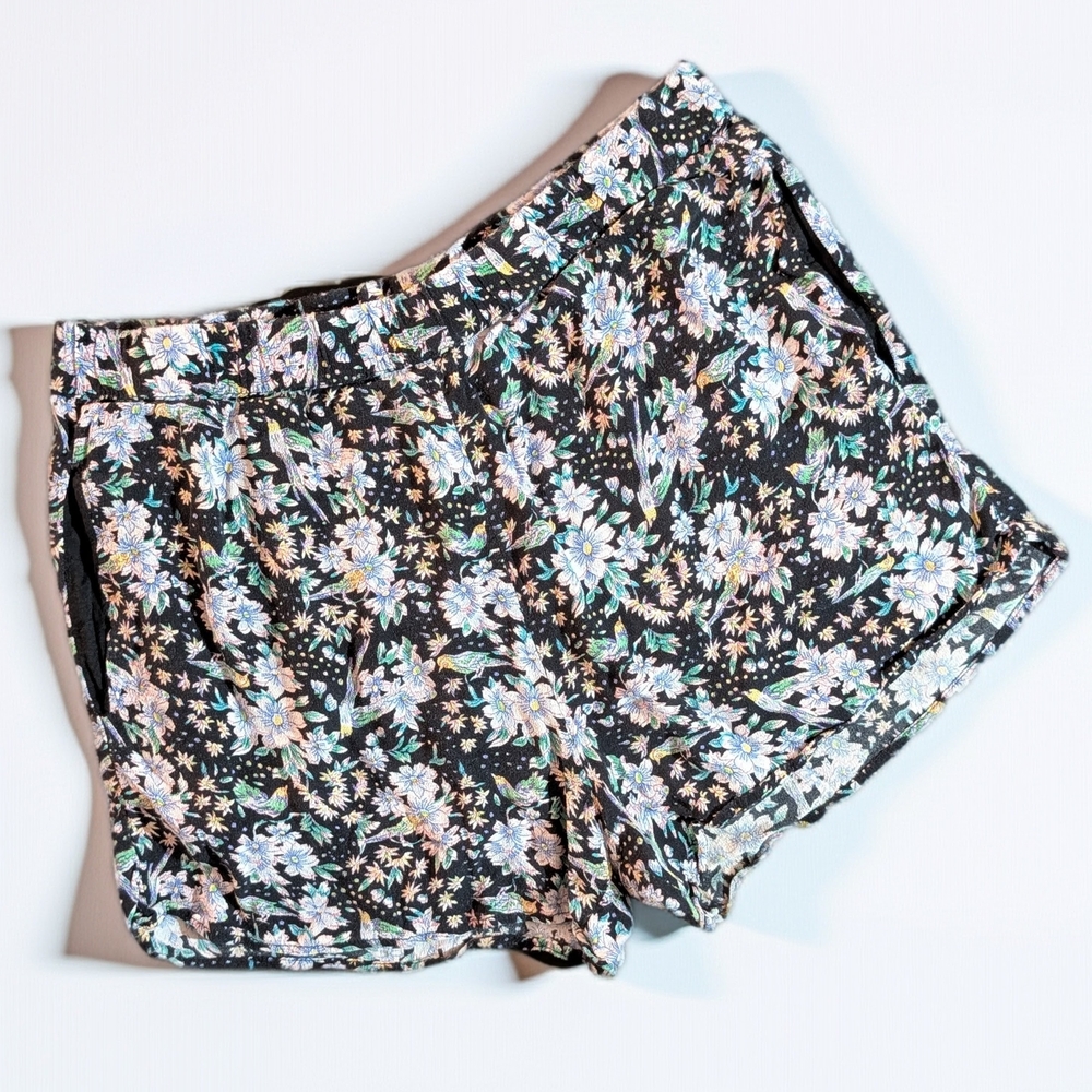 Anthropologie SHTWB Chino Shorts Floral Black Multicolor Women's S Cotton